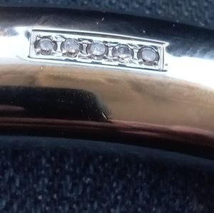 Stainless steel and silver with 5 diamond bracelet